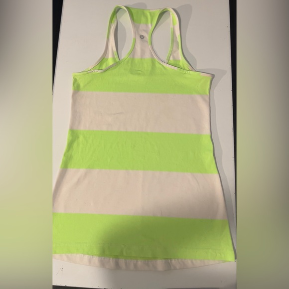 lululemon athletica Tops - Lululemon Women's Neon Green and White Striped Tank Top Size 6